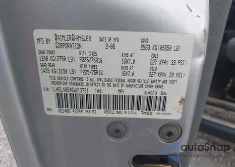 2006 Jeep Liberty Sport из США, поврежденный, VIN 1J4GL485X6W213731